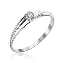 обзорное фото Лаконичное кольцо из белого золота с бриллиантом 036546  Золотые кольца