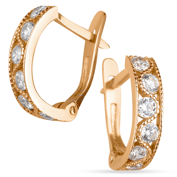 Золоті сережки доріжки на англійській застібці з фіанітом 035837 детальне зображення ювелірного виробу Золоті сережки доріжки на англійській застібці з фіанітом 035837 детальне зображення ювелірного виробу