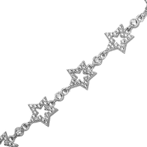 обзорное фото Серебряный браслет с фианитами Звёздочки 027697 Серебряные женские браслеты обзорное фото Серебряный браслет с фианитами Звёздочки 027697  Серебряные женские браслеты