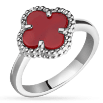 обзорное фото Серебряное кольцо с красным агатом 038364  Серебряные кольца со вставками
