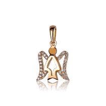 обзорное фото Золотой кулон Ангелочек с фианитами 030774 Кулон Ангел золотой обзорное фото Золотой кулон Ангелочек с фианитами 030774  Кулон Ангел золотой