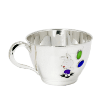 обзорное фото Детская серебряная чашка Пятачок с эмалью 031859  Серебряные детские чашки