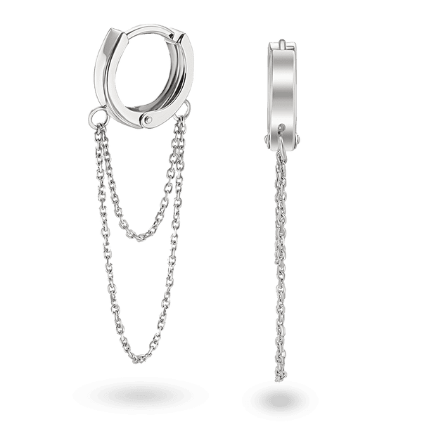 Серьги конго в белом золоте с цепочками разной длины 040729 детальное изображение ювелирного изделия Золотые серьги без вставок Серьги конго в белом золоте с цепочками разной длины 040729 детальное изображение ювелирного изделия Золотые серьги без вставок