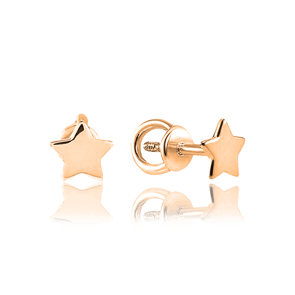 Золотые серьги пусеты Звездочки 030479 детальное изображение ювелирного изделия Золотые серьги пуссеты