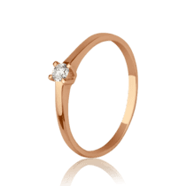 обзорное фото Золотое кольцо с бриллиантом R0128  Золотые кольца для помолвки с бриллиантом