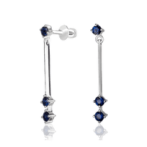 обзорное фото Золотые серьги с сапфирами 025646 Золотые серьги с сапфиром обзорное фото Золотые серьги с сапфирами 025646  Золотые серьги с сапфиром