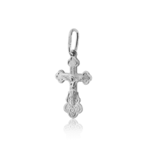 обзорное фото Серебряный крестик с Распятием и надписью Спаси и Сохрани 030602  Серебряные подвески крестики