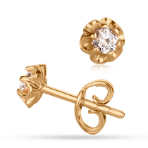 обзорное фото Детские золотые серьги гвоздики с фианитом 1,3,0498  Серьги с камнями