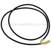 обзорное фото Шнурок черный кожаный с серебром 1010/20  Шнурки с серебром