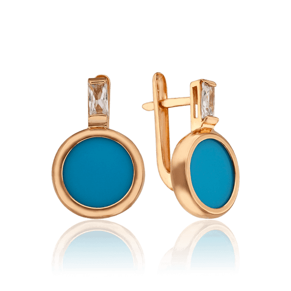 Сережки золотые с синей бирюзой Николь 033407 детальное изображение ювелирного изделия Золотые серьги Сережки золотые с синей бирюзой Николь 033407 детальное изображение ювелирного изделия Золотые серьги