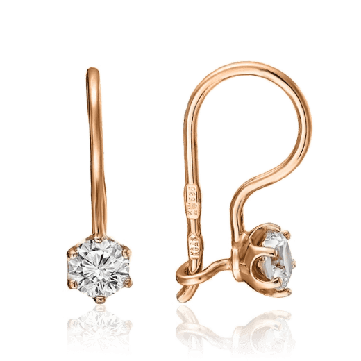 Золотые детские серьги с белым камешком 027277 детальное изображение ювелирного изделия Серьги с камнями Золотые детские серьги с белым камешком 027277 детальное изображение ювелирного изделия Серьги с камнями