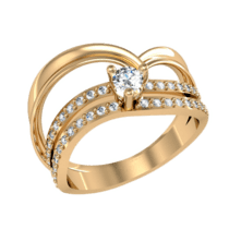 обзорное фото Золотое кольцо с фианитами 380117  Золотые кольца с бриллиантами