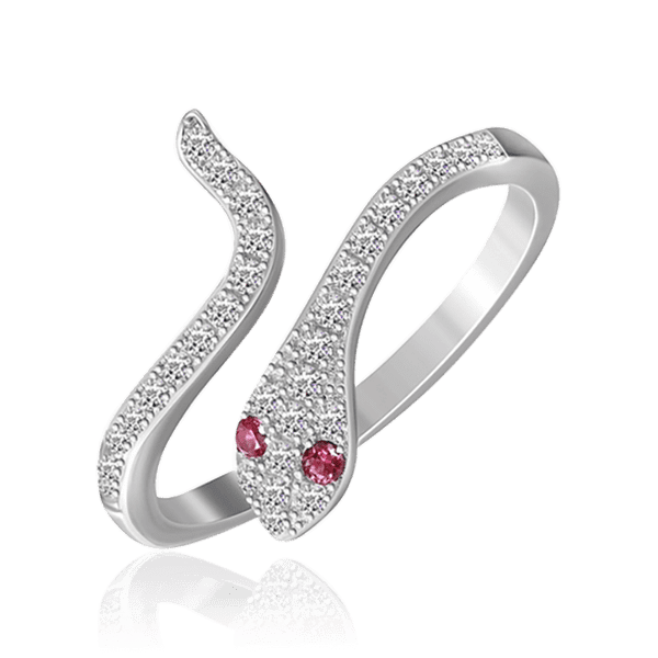 Серебряное кольцо Змейка с россыпью фианитов 032236 детальное изображение ювелирного изделия Серебряные кольца Серебряное кольцо Змейка с россыпью фианитов 032236 детальное изображение ювелирного изделия Серебряные кольца