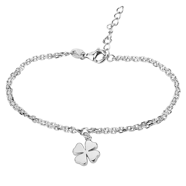 Серебряный двойной браслет с глянцевым клевером без вставок 925 проба 039749 детальное изображение ювелирного изделия Серебряные женские браслеты Серебряный двойной браслет с глянцевым клевером без вставок 925 проба 039749 детальное изображение ювелирного изделия Серебряные женские браслеты
