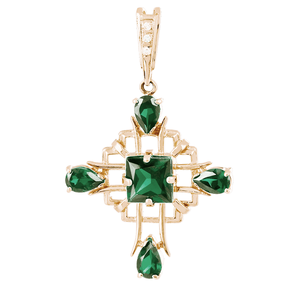 Золотой кулон с зеленым с аметистом 023738 детальное изображение ювелирного изделия Золотые крестики Золотой кулон с зеленым с аметистом 023738 детальное изображение ювелирного изделия Золотые крестики