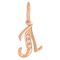 обзорное фото Золотой кулон буква Л с цирконием 023724  Подвески буквы из золота