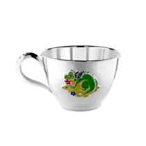 обзорное фото Серебряная детская чашка с эмалью Дракоша 033174  Серебряные детские чашки