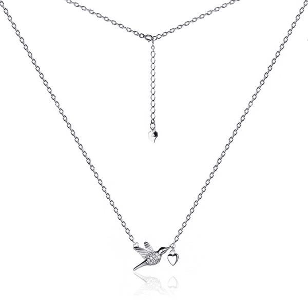 Серебряное колье Ласточка с фианитами 031317 детальное изображение ювелирного изделия Серебряные цепочки Серебряное колье Ласточка с фианитами 031317 детальное изображение ювелирного изделия Серебряные цепочки