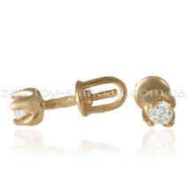 обзорное фото Золотые серьги гвоздики с цирконием 2111521  Серьги с камнями