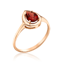 обзорное фото Золотое кольцо Капля с гранатом 035183 Золотые кольца обзорное фото Золотое кольцо Капля с гранатом 035183  Золотые кольца