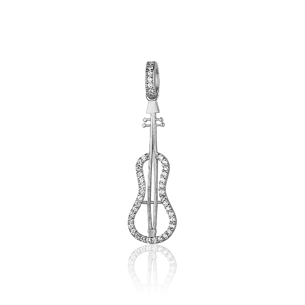 Серебряный кулон с фианитами Скрипка 027663 детальное изображение ювелирного изделия Серебряные подвески со вставками Серебряный кулон с фианитами Скрипка 027663 детальное изображение ювелирного изделия Серебряные подвески со вставками