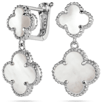обзорное фото Серьги из серебра с двумя клеверами из перламутра 039357  Серебряные серьги с камнями