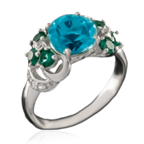обзорное фото Серебряное кольцо c голубым кварцем 023210  Серебряные кольца со вставками