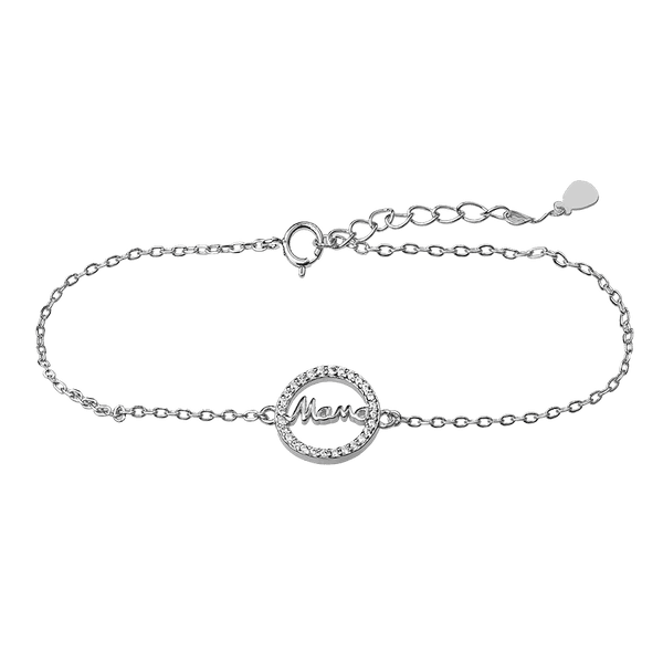 Серебряный браслет Мама с белыми фианитами и дополнительной цепочкой 039698 детальное изображение ювелирного изделия Серебряные женские браслеты Серебряный браслет Мама с белыми фианитами и дополнительной цепочкой 039698 детальное изображение ювелирного изделия Серебряные женские браслеты
