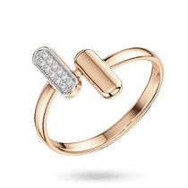 обзорное фото Золотое асимметричное кольцо "TWO.SIDES" с фианитами 041213  Золотые кольца с фианитом