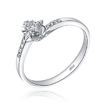 обзорное фото Золотое кольцо с бриллиантами Цветок 031043  Золотые кольца