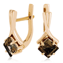 обзорное фото Золотые серьги с раухтопазом 023504  Золотые серьги с раухтопазом