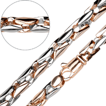 обзорное фото Прочный браслет из комбинированного золота 032110 Золотые браслеты без камней обзорное фото Прочный браслет из комбинированного золота 032110  Золотые браслеты без камней