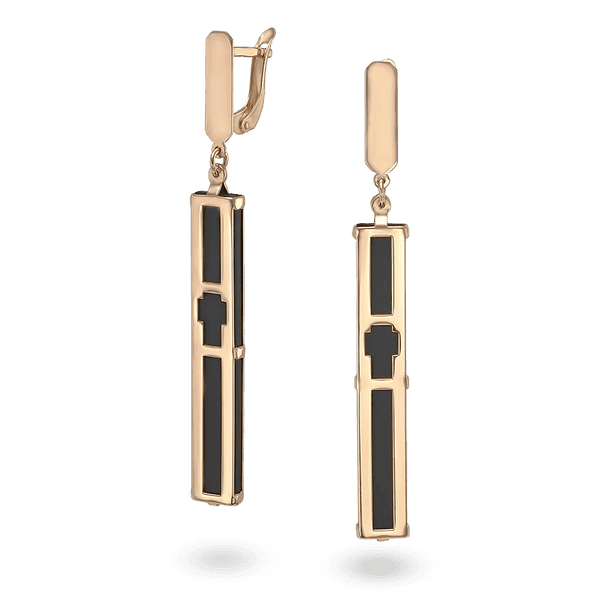 Серьги Минимализм из красного золота с каучуком 031707 детальное изображение ювелирного изделия Золотые серьги с каучуком Серьги Минимализм из красного золота с каучуком 031707 детальное изображение ювелирного изделия Золотые серьги с каучуком