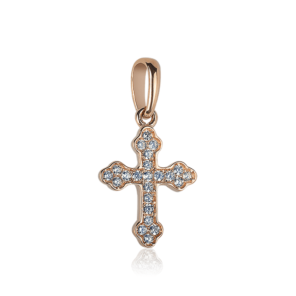 Маленький золотой крестик с россыпью фианитов 032211 детальное изображение ювелирного изделия Крестики женские Маленький золотой крестик с россыпью фианитов 032211 детальное изображение ювелирного изделия Крестики женские