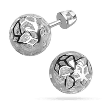 обзорное фото Серебряные шарики внутри с фианитами 038440 Серебряные серьги с камнями обзорное фото Серебряные шарики внутри с фианитами 038440  Серебряные серьги с камнями