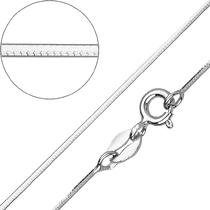 обзорное фото Серебряная цепочка в плетении Снейк гладкий на шпрингельном замке 040221  Серебряные колье