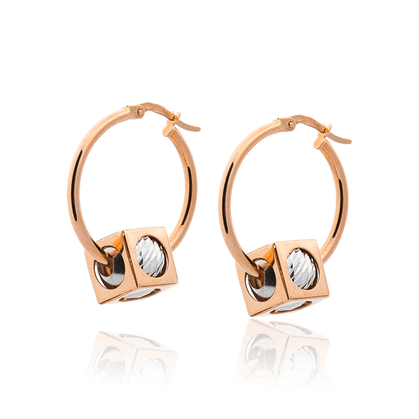 Серьги кольца с кубиком Серьги кольца с кубиком