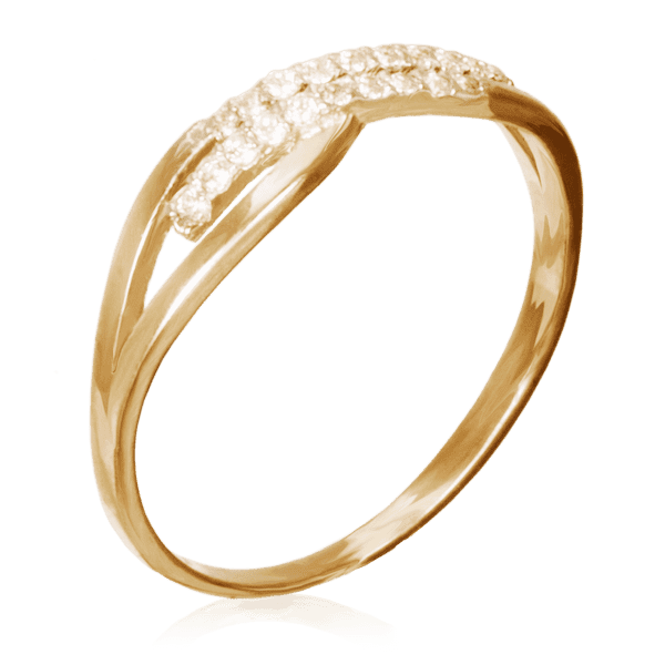 Золотое кольцо из красного золота с цирконием 024050 фото Золотое кольцо из красного золота с цирконием 024050 фото