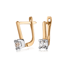 обзорное фото Золотые серьги с фианитом 025751  Серьги с камнями