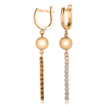 обзорное фото Золотые серьги с цирконием 101457 Золотые серьги с фианитом обзорное фото Золотые серьги с цирконием 101457  Золотые серьги с фианитом