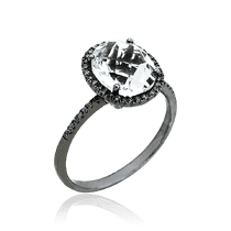 обзорное фото Женское кольцо из белого золота с кварцем и бриллиантами 032938 Золотые кольца обзорное фото Женское кольцо из белого золота с кварцем и бриллиантами 032938  Золотые кольца
