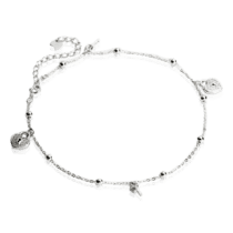обзорное фото Серебряный браслет на ногу с подвесками ключик и замочки 035931  Серебряные браслеты на ногу