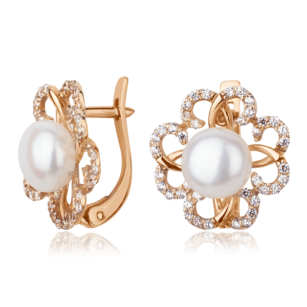 Золотые серьги с жемчугом 511858 детальное изображение ювелирного изделия Золотые серьги с жемчугом