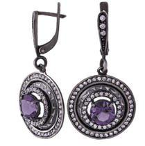 обзорное фото Серебряные серьги с аметистом 3934  Серебряные серьги с камнями