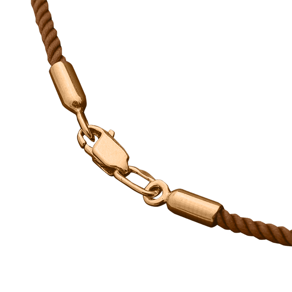 Шовковий коричневий шнурок з гладкою золотою защібкою 025688 детальне зображення ювелірного виробу