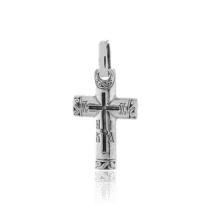 обзорное фото Серебряный крестик с надписью Спаси и Сохрани 030661  Серебряные подвески крестики