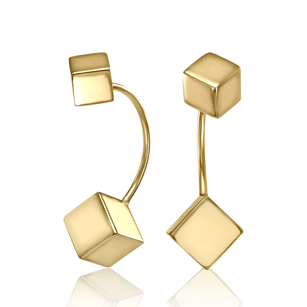 Золоті сережки пусети в лимонному золоті Кубики 034020 детальне зображення ювелірного виробу Золоті сережки пусети в лимонному золоті Кубики 034020 детальне зображення ювелірного виробу