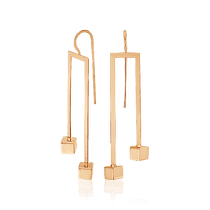 обзорное фото Золотые серьги Кубики 030092  Золотые серьги