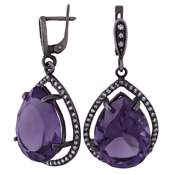 Срібні сережки з аметистом 1282 детальне зображення ювелірного виробу