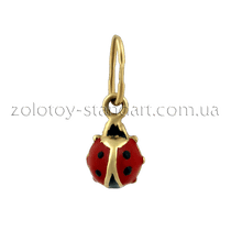 обзорное фото Золотой подвес Божья коровка с эмалью 61835 Детские подвески золотые обзорное фото Золотой подвес Божья коровка с эмалью 61835  Детские подвески золотые